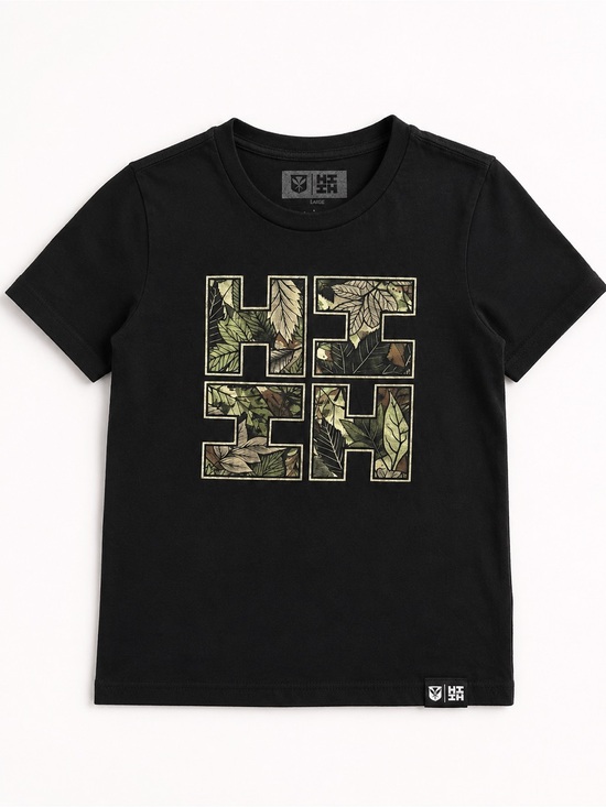 Hawaii's Finest Other - Kids HI Finest Black Crewneck Tee with Green Leaf Graphic